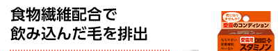 食物繊維配合で飲み込んだ毛を排出